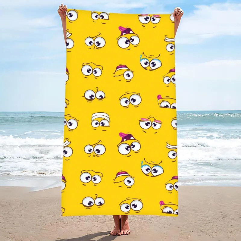 Prosop plaja SMILE 100x180 cm galben, 100% microfibra