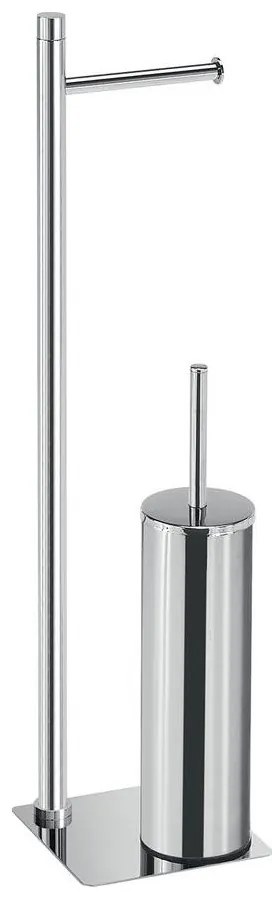 Gedy - Perie WC independentă TRILLY cu suport pentru hârtie igienică, crom lucios