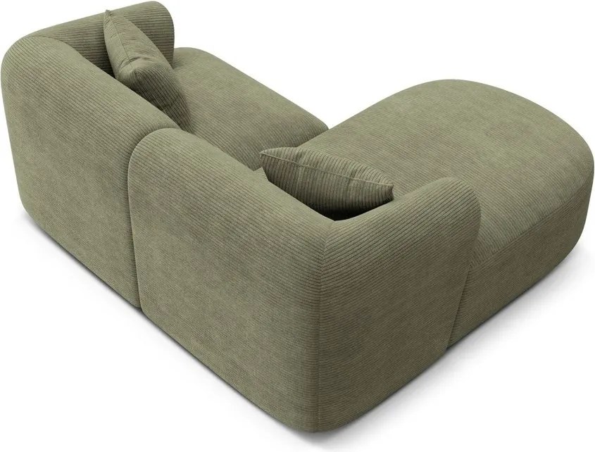 Colțar verde cu tapițerie din catifea reiată (cu colț pe partea stângă/cu șezlong) Campi – Cosmopolitan Design