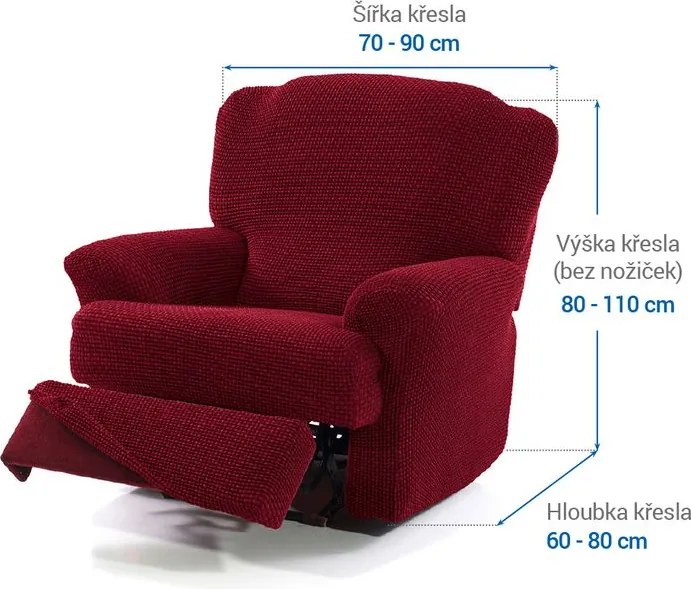 Nueva Textura Huse care se întind foarte bine NIAGARA bordo fotoliu de relaxare (l. 70 - 90 cm)