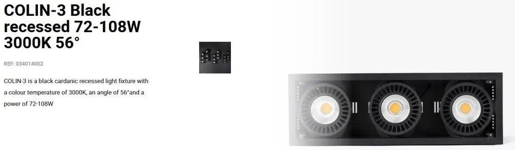 Spot LED incastrabil COLIN-3 Black recessed 72-108W 3000K 56°