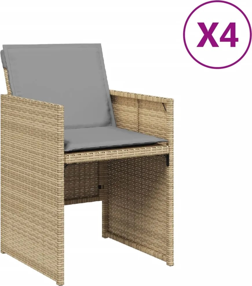 vidaXL Fotolii de grădină cu perne, 4 buc., bej combinat, poliratan