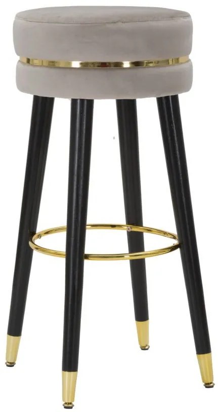 Scaun de bar gri/auriu din catifea si lemn de Pin, Paris Mauro Ferretti