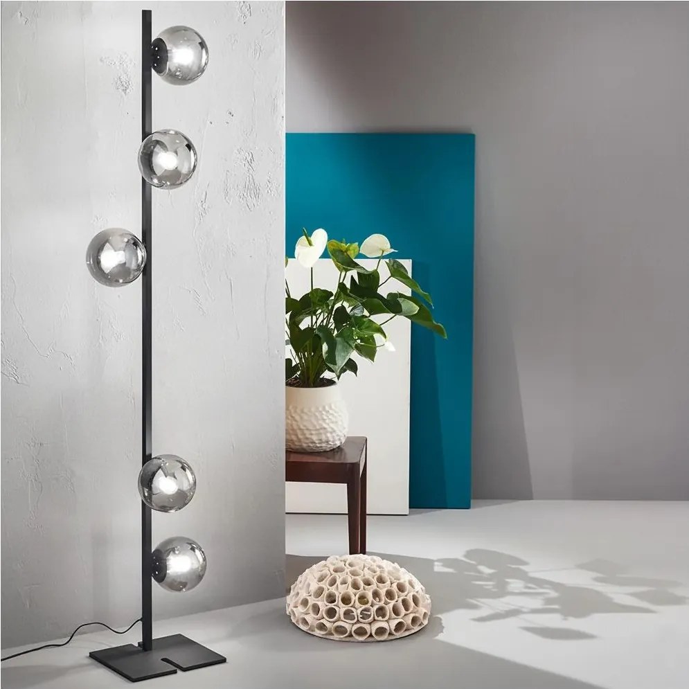 Lampadar MONILE Ondaluce 5xE14/10W/230V negru/fumuriu