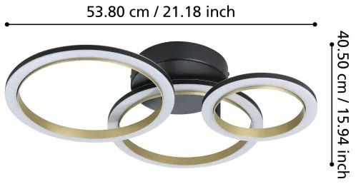 Plafonieră LED dimabilă Eglo 901224 CALLIERA LED/20W/230V negru/auriu