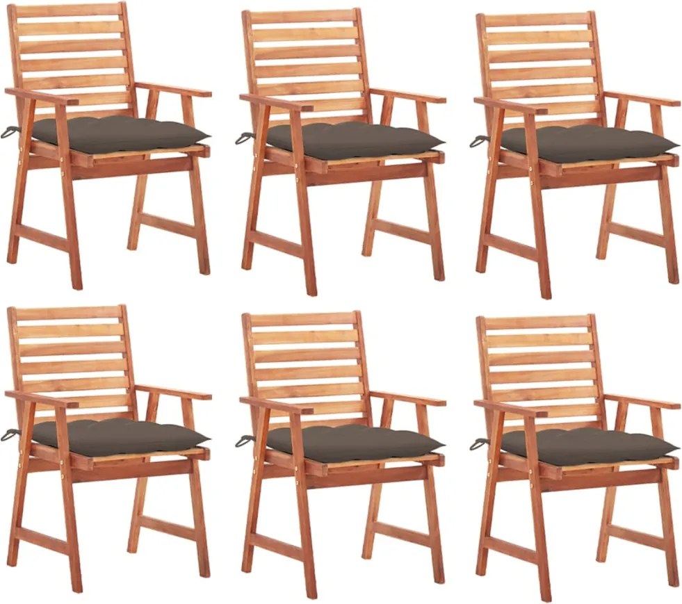 vidaXL Scaune de exterior cu perne, 6 buc., lemn masiv de acacia