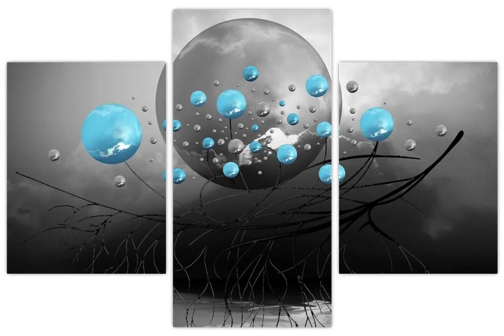 Tabloul - bile abstracte albastru deschis (90x60 cm)