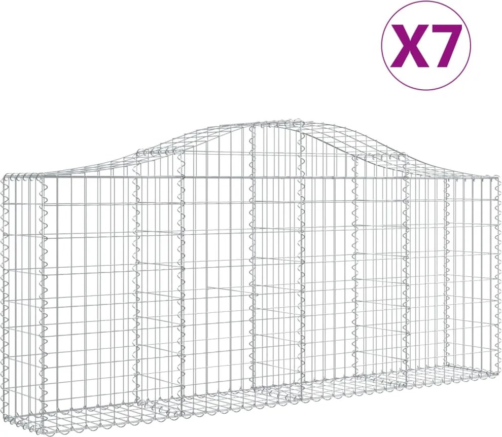 vidaXL Coșuri gabion arcuite 7 buc, 200x30x80/100cm, fier galvanizat