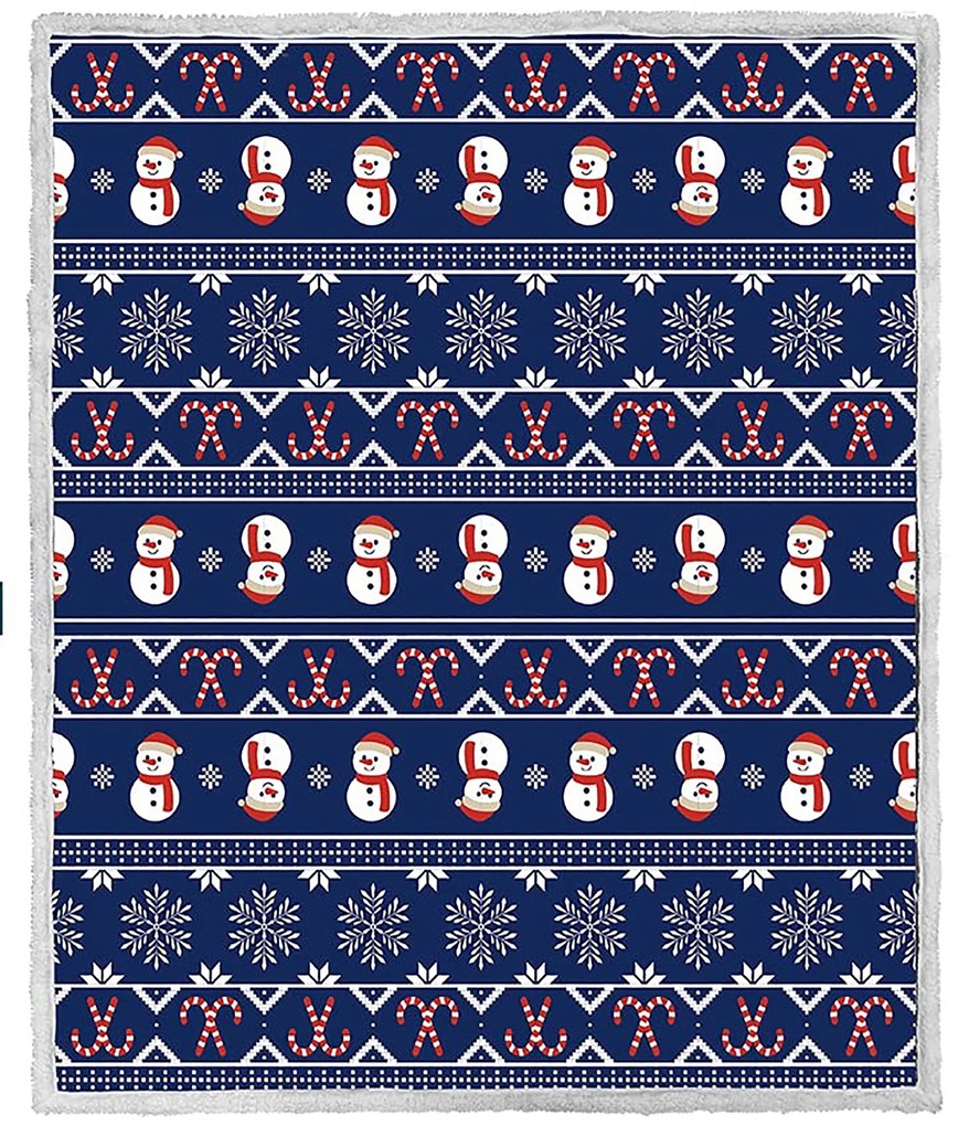 Patura de miel din microplus de Craciun FROSTY, albastru inchis Dimensiune: 200 x 220 cm