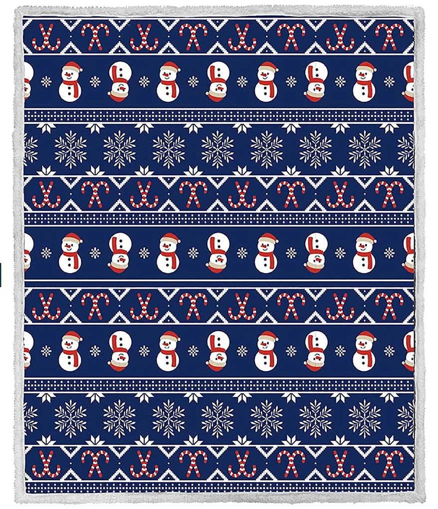 Patura de miel din microplus de Craciun FROSTY, albastru inchis Dimensiune: 200 x 220 cm