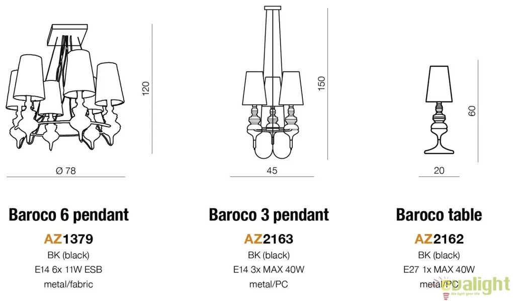 Candelabru modern design elegant Baroco 3 Black
