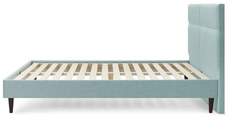 Pat matrimonial 180x200 cm turcoaz tapițat cu somieră Elyna – Bobochic Paris