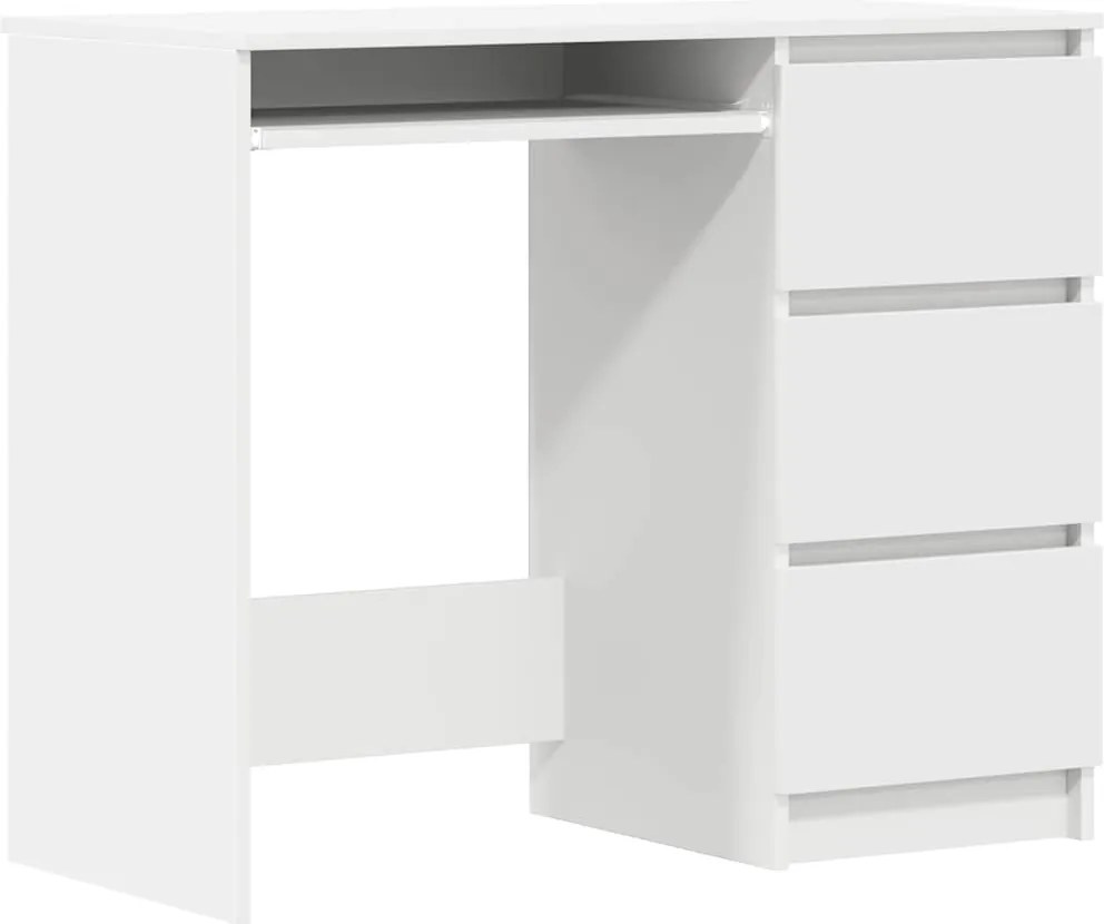 vidaXL Birou, alb, 90x45x76 cm, lemn prelucrat