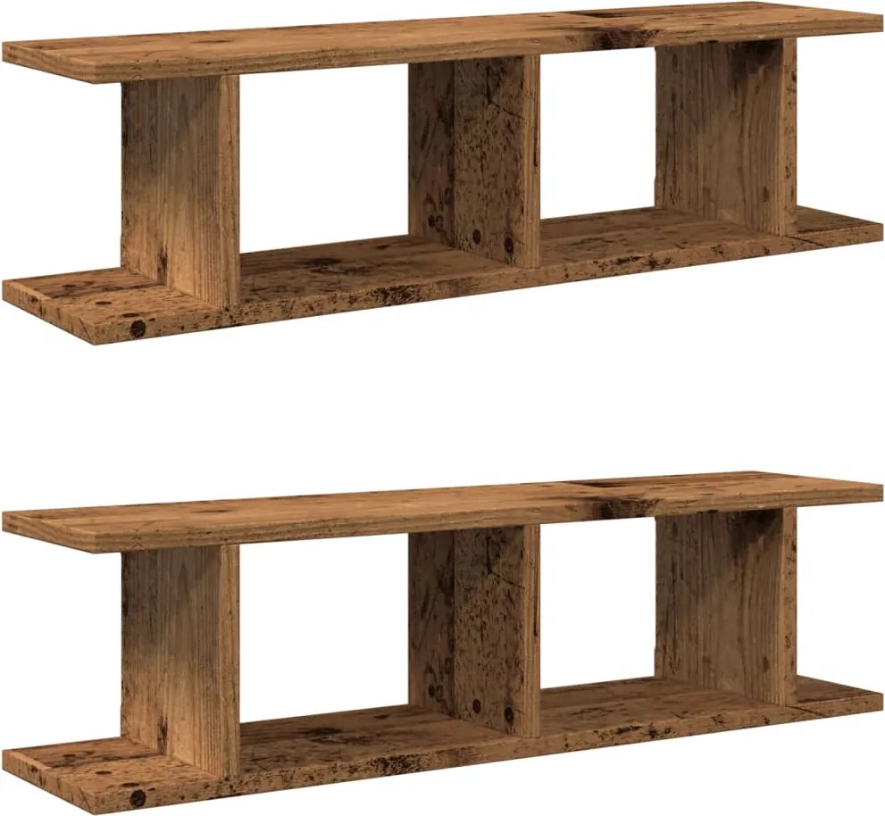 vidaXL Rafturi perete, 2 buc., lemn vechi, 90x18x20 cm, lemn prelucrat