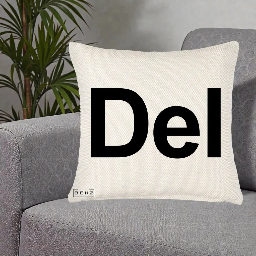 Perna Personalizata Tasta Del Tipografie Bold, 40x40 cm, Crem Reliefat, Husa Detasabila, Perna Inclusa, BEKZ®