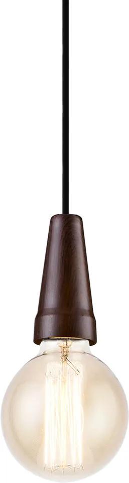 Lampa suspendata design decorativ – lampa plafon - negru / lemn (1 x E27)