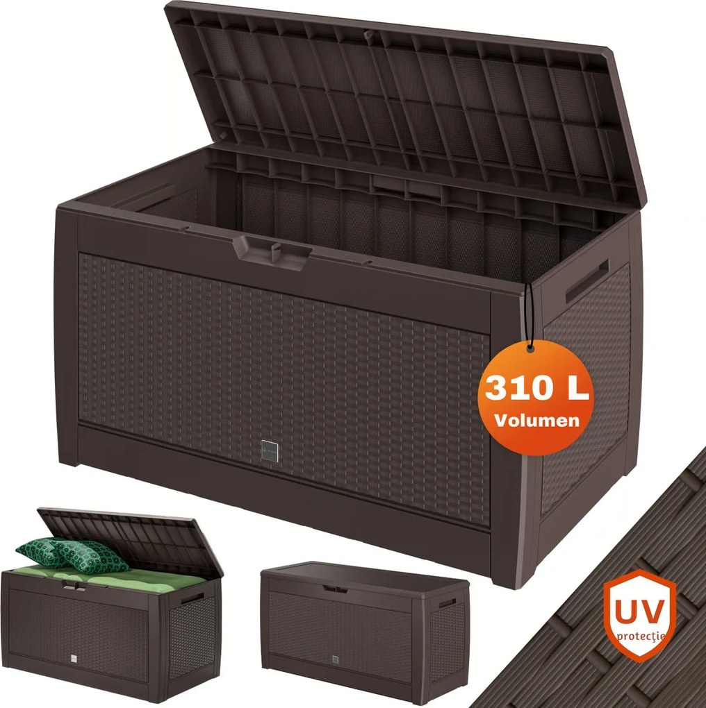 Cutie de depozitare RATO, 310L, 119x48x60cm, maro Prosperplast