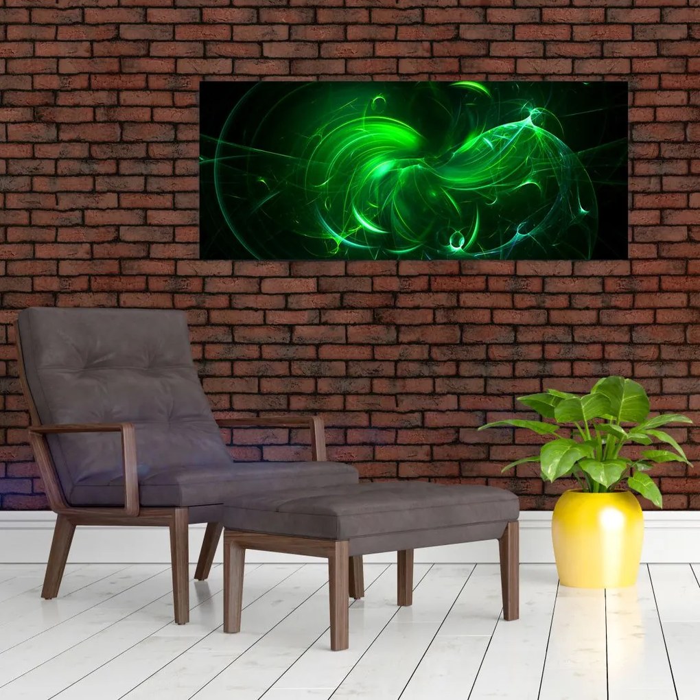 Tablou - abstracție verde (120x50 cm)
