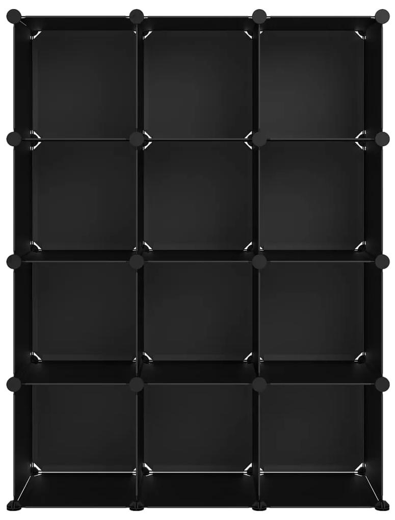 Organizator cub de depozitare, 12 cuburi, negru, PP Negru, 94.5 x 31.5 x 123 cm, 1, 1, Negru
