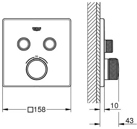 Baterie cada - dus incastrata Grohe Grohtherm SmartControl auriu periat Cool Sunrise fara corp ingropat