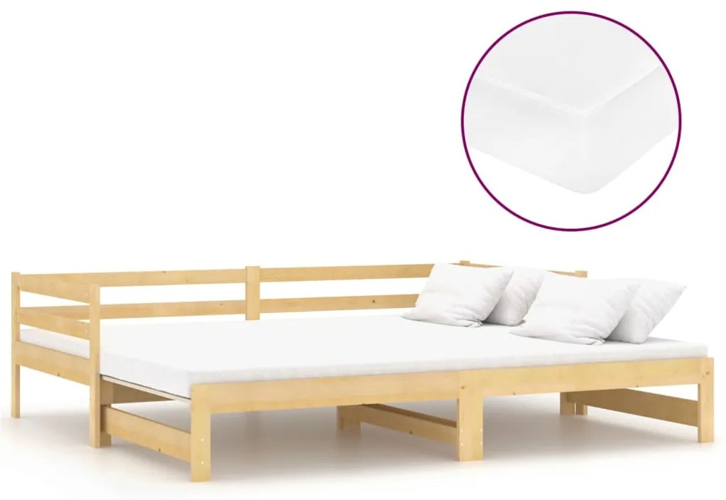 3083654 vidaXL Pat extensibil de zi, 2x(90x200) cm, lemn masiv de pin
