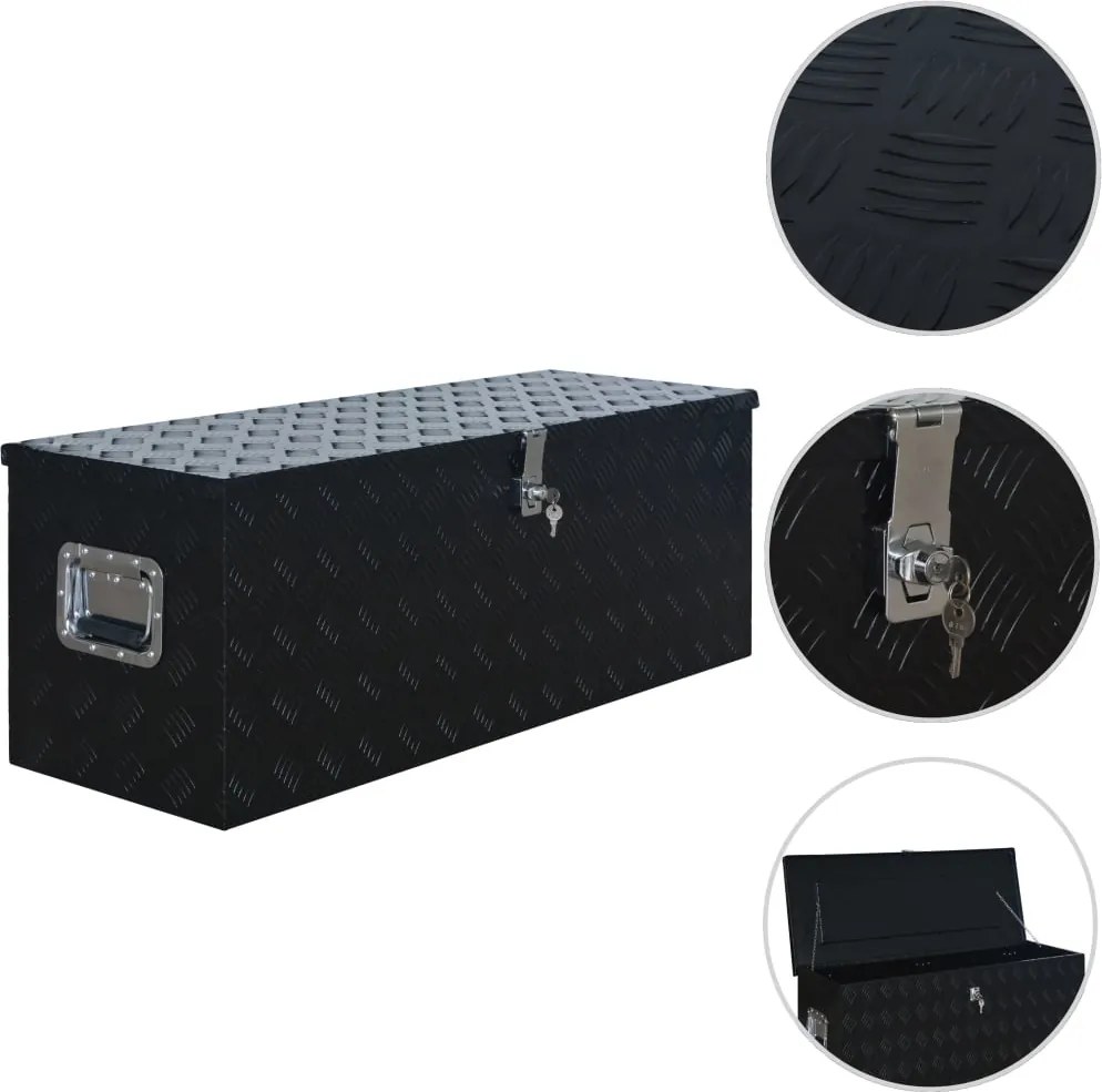 vidaXL Ladă din aluminiu, negru, 1085 x 370 x 400 mm