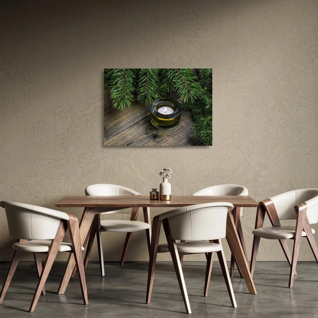 Tablou pe sticlă - lumânare de Crăciun (70x50 cm)