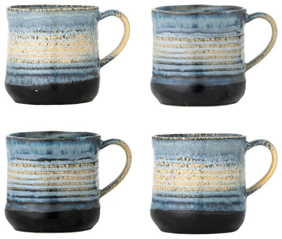 Căni albastre 4 buc. din gresie 380 ml Deana – Bloomingville