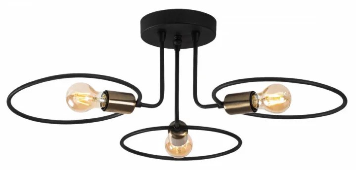 Lustra 3 Becuri Circle - 1341, Soclu E27, Max. 40W, Culoare Negru