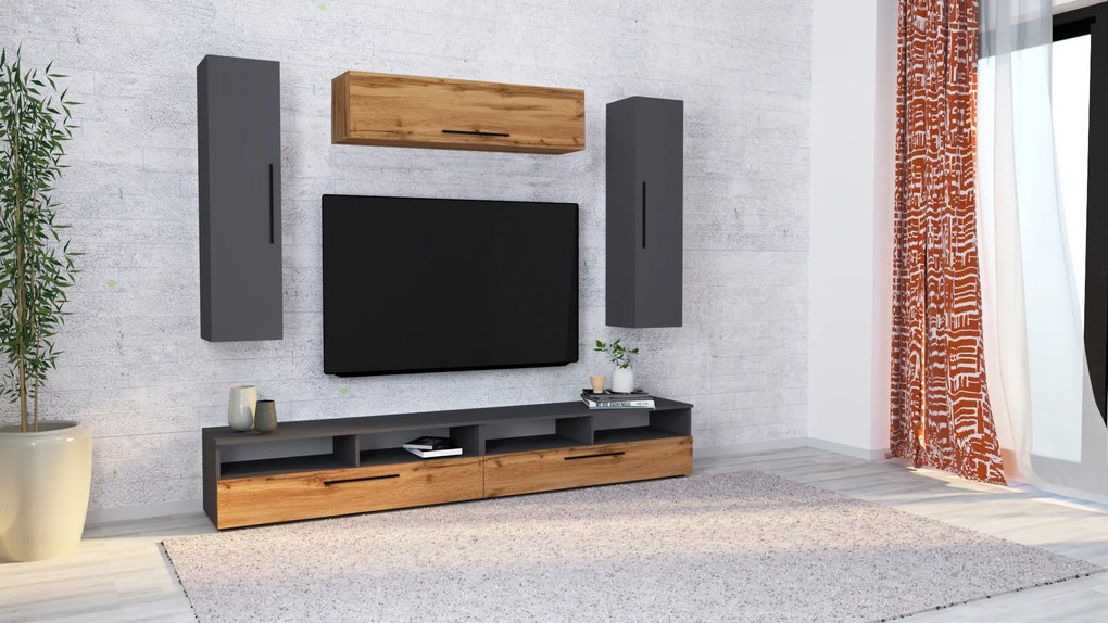 Living haaus Haga V19, Antracit/Stejar Wotan, L 240 cm