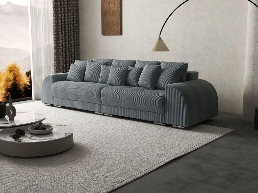 Canapea extensibilă dumonde cu 2 lăzi de depozitare si sezut confortabil din spuma high-density, Verona Zoom Grey 310x100 cm