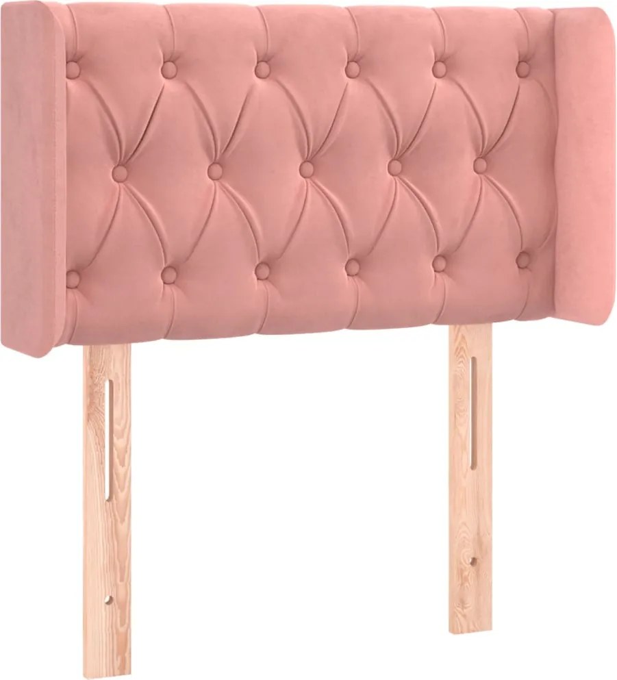 vidaXL Tăblie de pat cu aripioare roz 83x16x78/88 cm catifea