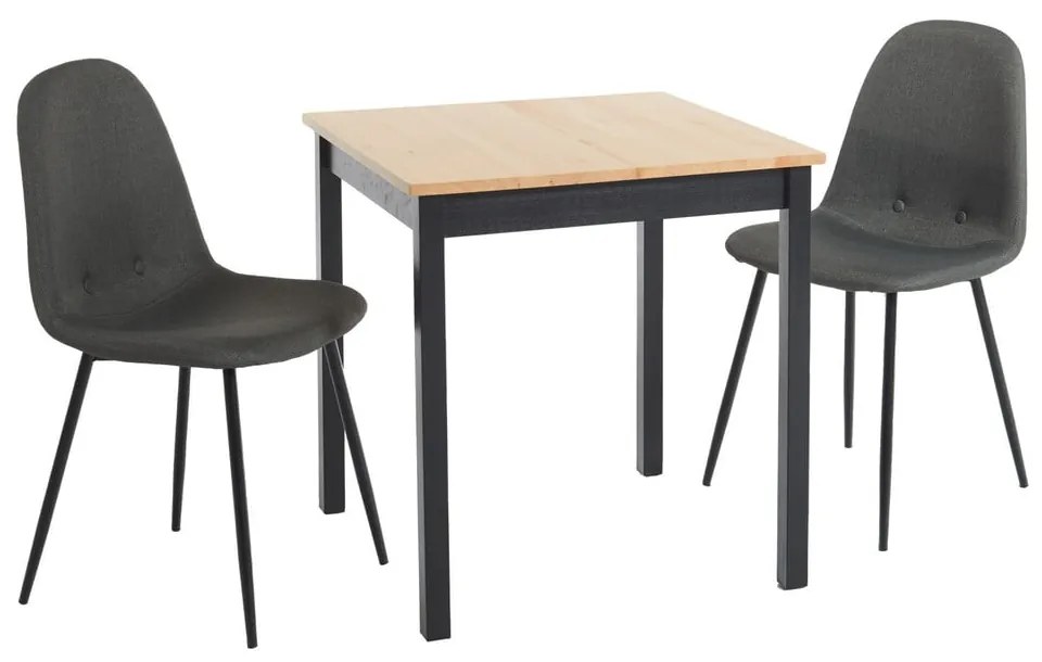 Masă dining din lemn de pin cu structură neagră Bonami Essentials Sydney, 70 x 70 cm