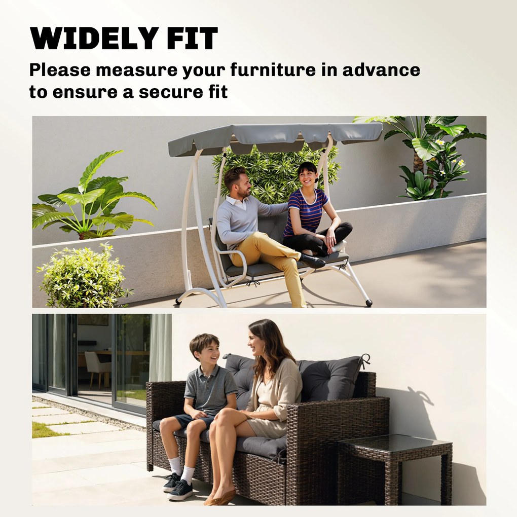 Outsunny Pernă de Grădină Modernă pentru Ședere în Exterior cu 6 Curele, Pernă Căptușită din Bumbac și Poliester, pentru Canapele Balanțe Bănci, 100x98x8 cm, Gri Închis | Aosom Romania