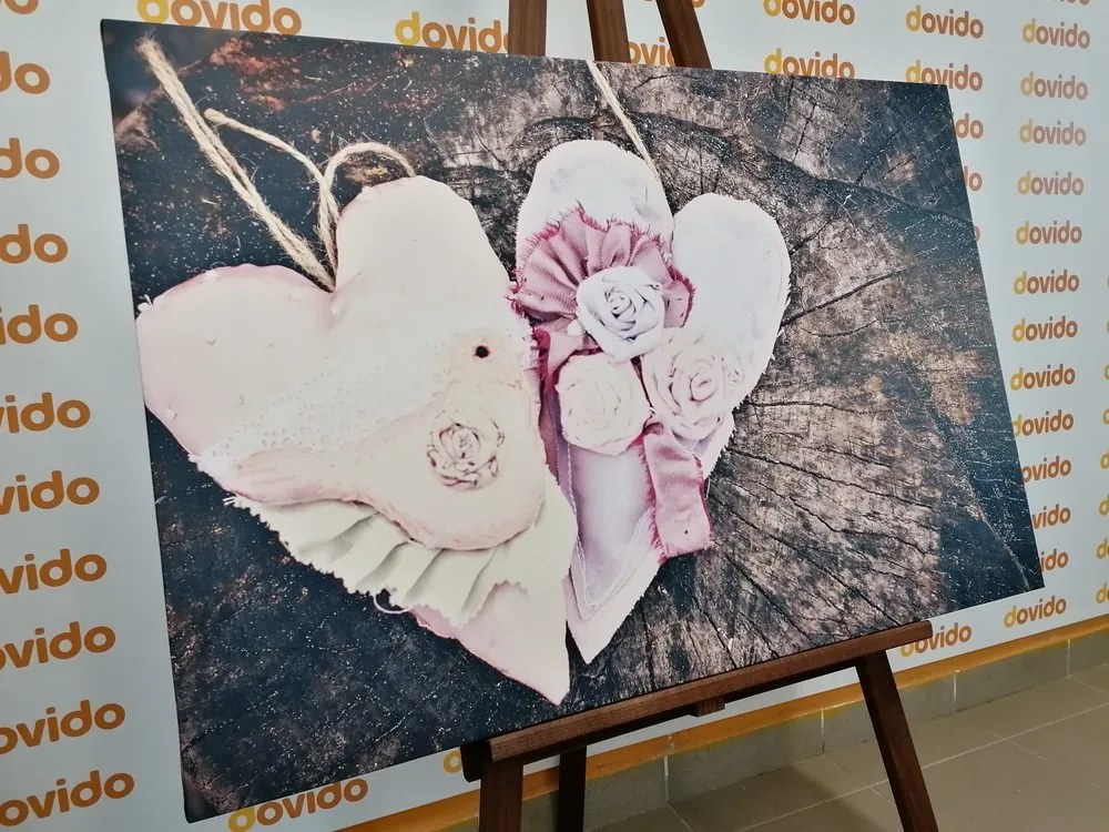 Tablou handmade inimioară pe trunchi