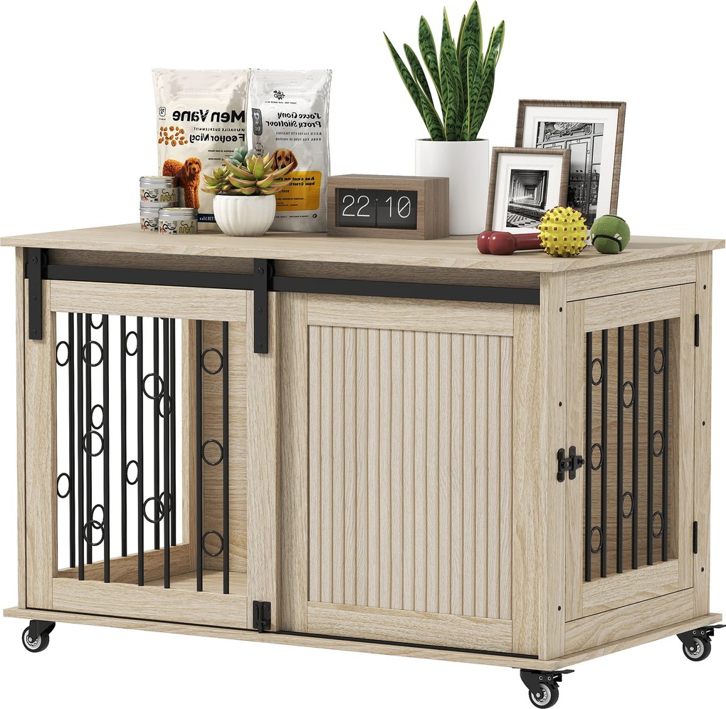 PawHut Cușcă pe roți, ușă culisantă, 100 x 56 x 65 cm, lemn, oțel | Aosom Romania