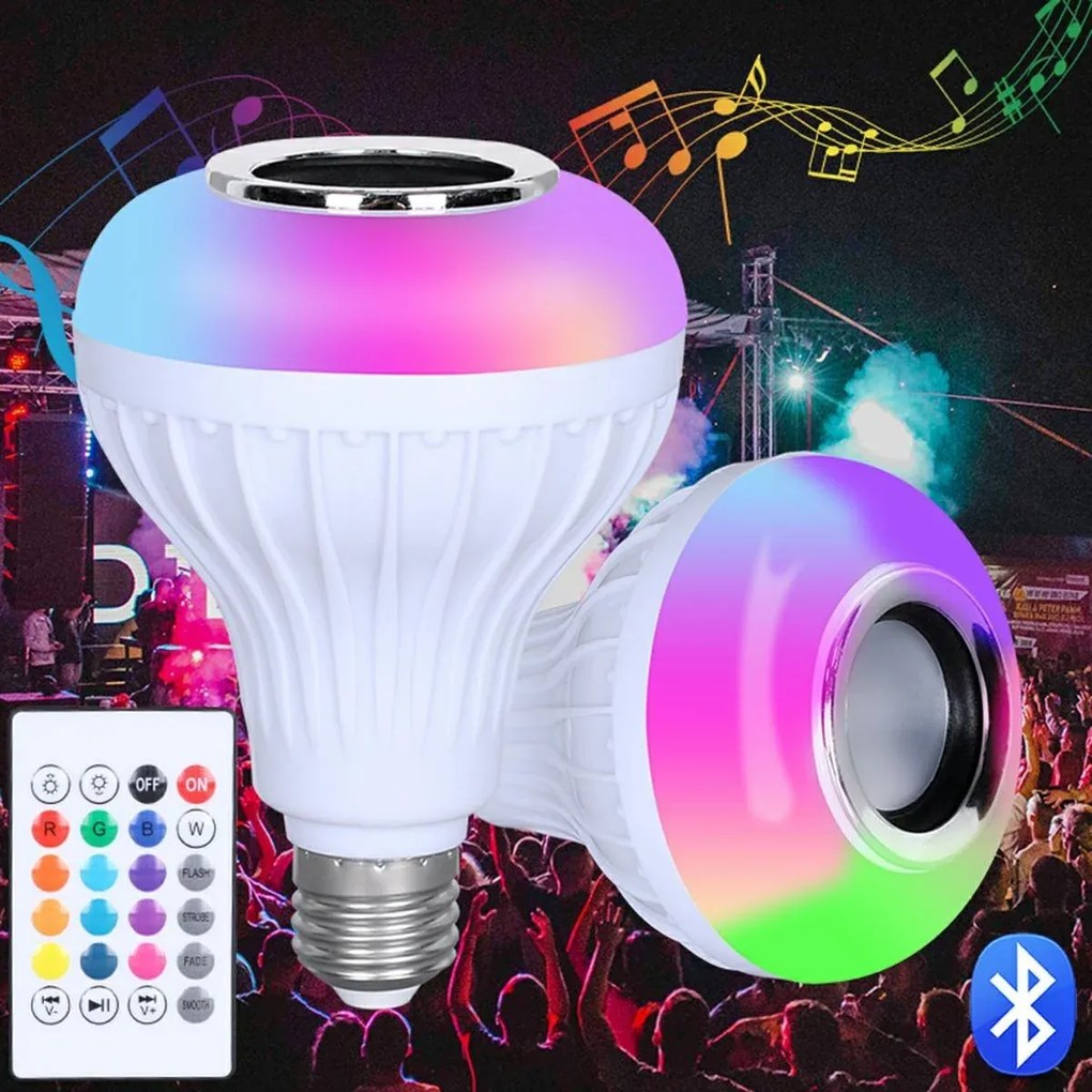 Zaparkorun Bec color LED RGB cu difuzor Bluetooth