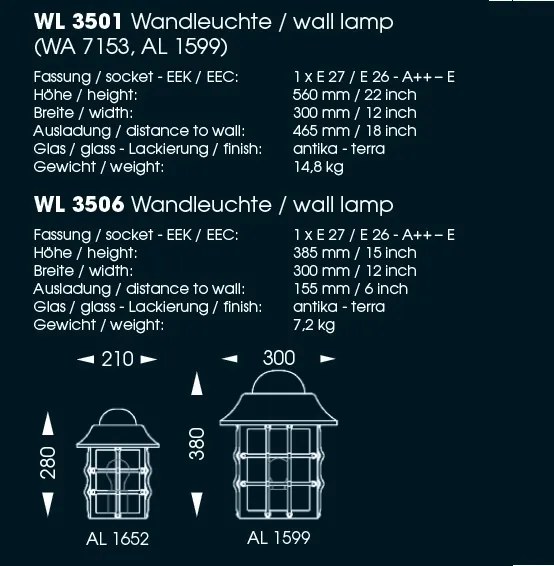 Aplica iluminat exterior din fier forjat, WL 3506