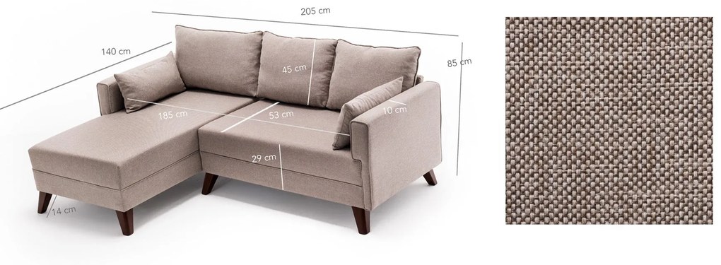 Canapea extensibilă de colț Bella Corner Sofa Left 2 - Cream