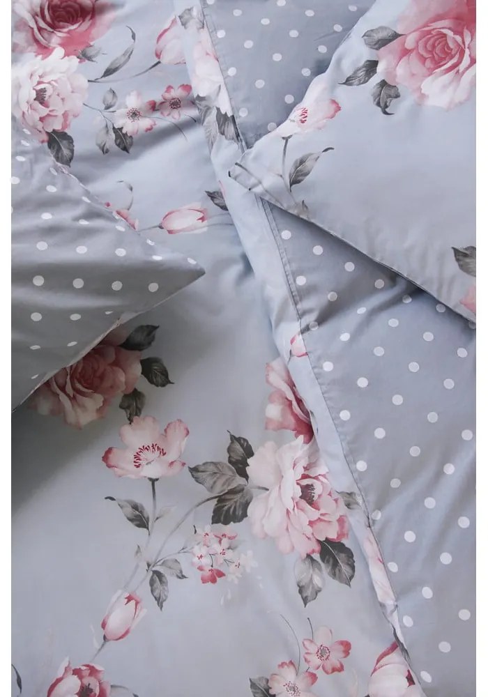 Lenjerie de pat din bumbac pentru pat dublu Bonami Selection Belle, 200 x 220 cm, gri