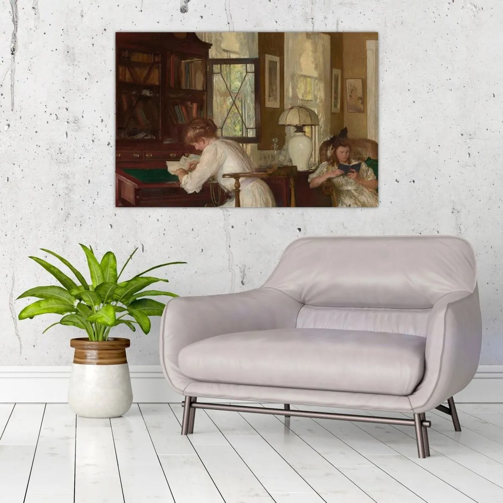 Tablou - Edmund Tarbell, Josephine and Mercie, reproducere (90x60 cm)