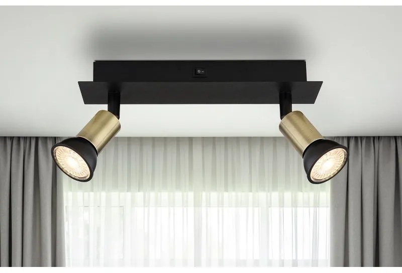 Aplica de perete / tavan 2L design modern Drew negru, auriu