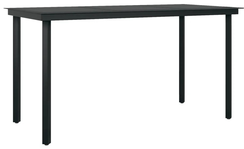 Set mobilier de gradina, 5 piese, negru negru si gri, Lungime masa 140 cm, 5