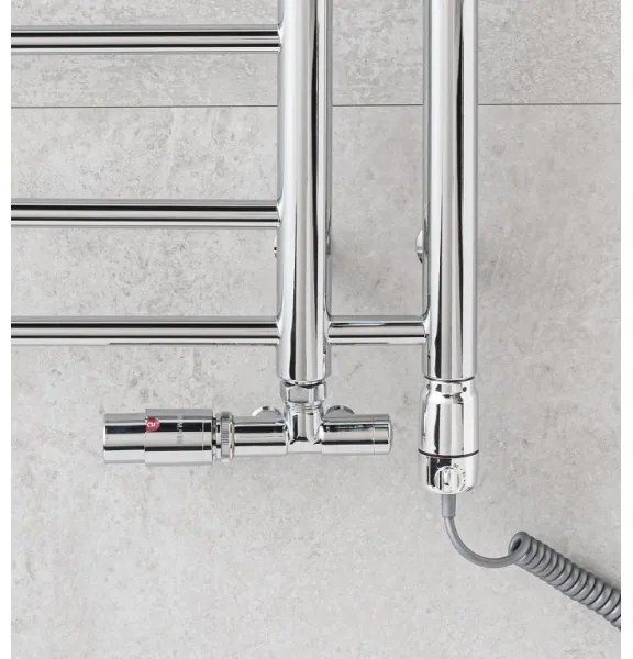P.M.H. THEIA T2C-L - Radiator de baie tip scară, 352 W, 154 cm, racordare pe stânga, crom lucios