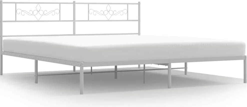 vidaXL Cadru de pat metalic cu tăblie, alb, 183x213 cm