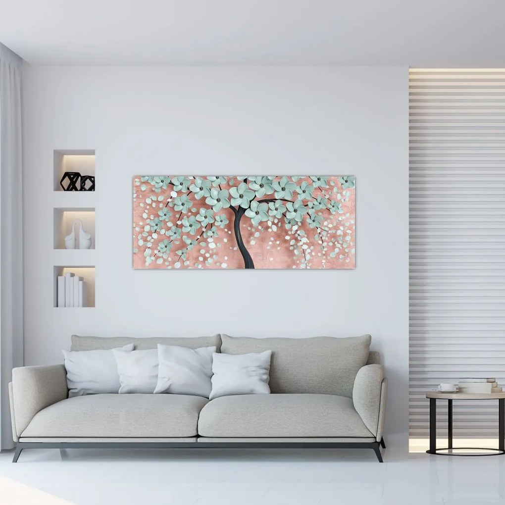 Tablou - Flori albastre în pastel (120x50 cm)
