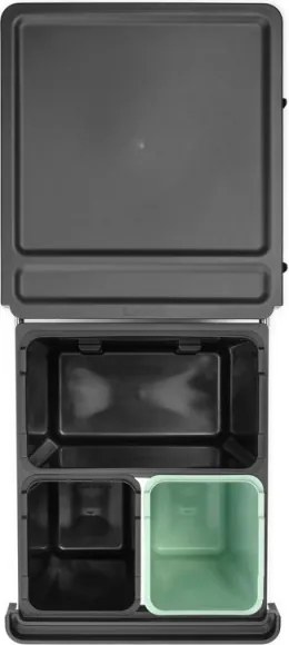 Cos colectare selectiva Brabantia Sort&Go 1008864, 2x10 L+20 L, Materiale ecologice, Economie de spatiu, Gri închis/Verde