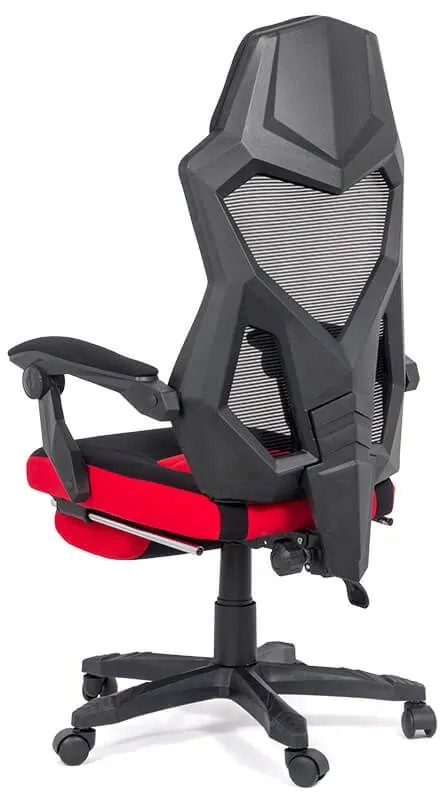 Scaun gaming rosu din mesh cu spatar rabatabil si suport picioare OFF 304