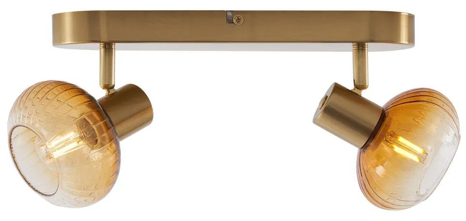 Spot plafon rotund auriu cu sticlă chihlimbar 2 lumini - Teddy