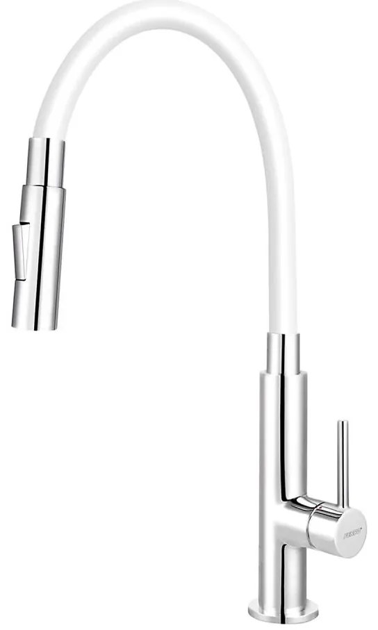 Baterie de chiuvetă cu pipă flexibilă FERRO crom lucios/alb
